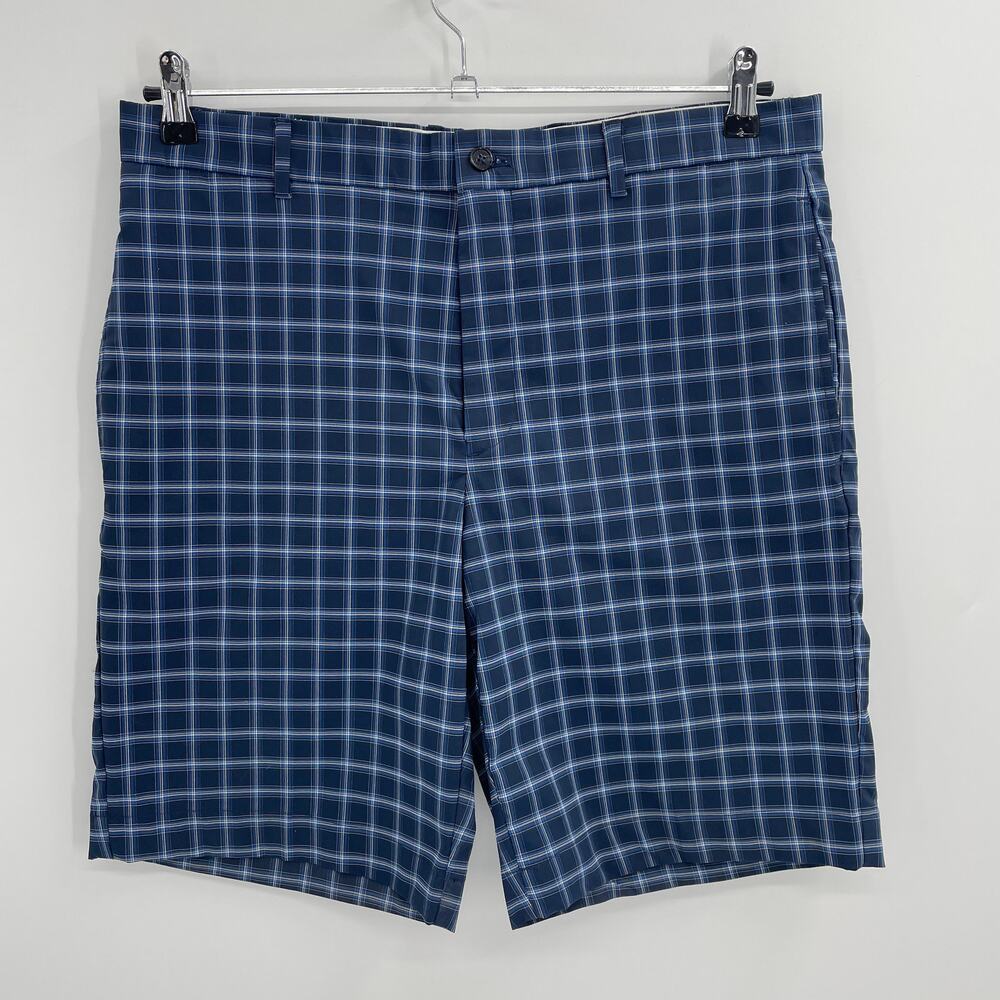 GREG NORMAN Men's Casual Golf Shorts Size 34 Blue Stretch Flat Front Pockets